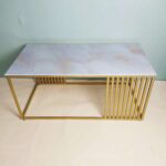 Bàn trà sofa chữ nhật mặt kính chân vàng PA0201-004