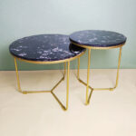 Bàn trà sofa đôi mặt đá chân chữ Y vàng PA0201-013