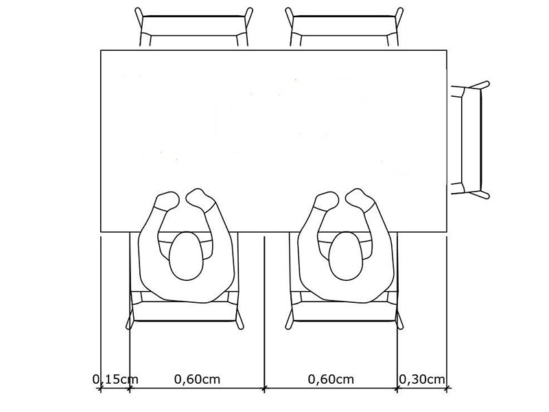kích thước bộ bàn ghế phòng ăn