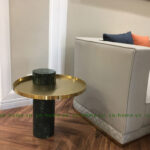 Bàn góc sofa đế đá, mặt bàn inox vàng PA0203-069