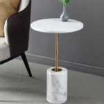 Bàn góc sofa đế hình trụ, trụ inox PA0203-054